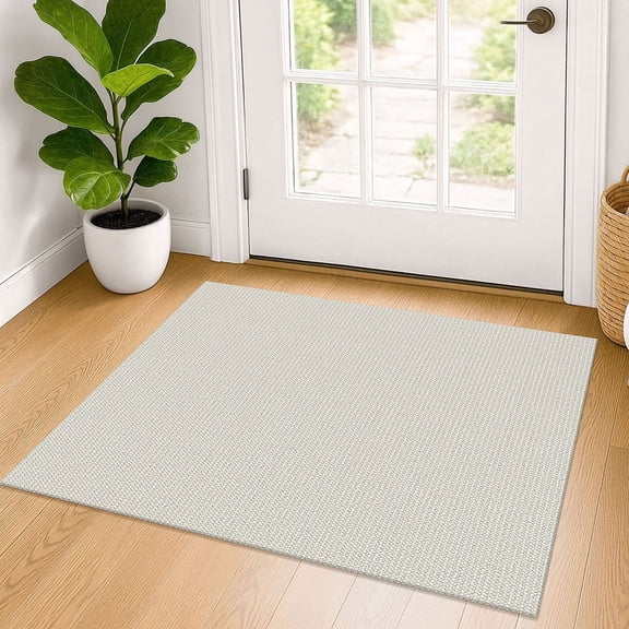 iOhouze Throw Rugs with Rubber Backing Small Rug Washable Rugs 2x3 Non Slip Rug for Entryway Braided Cotton Inddor Doormat for Entrance Kitchen Bedroom, Cream/Grayish