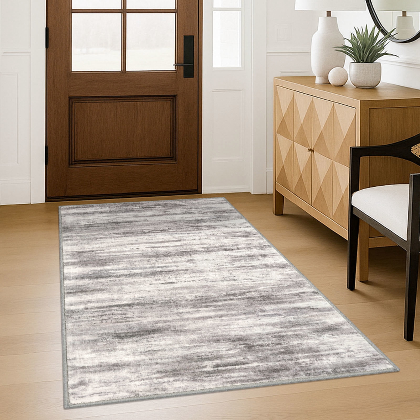 Greige Abstract Rug iOhouze Washable Entryway Rugs 3x5 Modern Abstract Non slip Area Rug ...