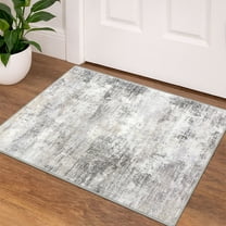 iOhouze Throw Rug with Rubber Backing Abstract Small Area Rugs 2x3 Washable Rugs Non Slip Low Pile Soft Printed Faux Wool Door Mat for Entrance Entryway Foyer Kitchen Bedroom, Ash Grey/Beige