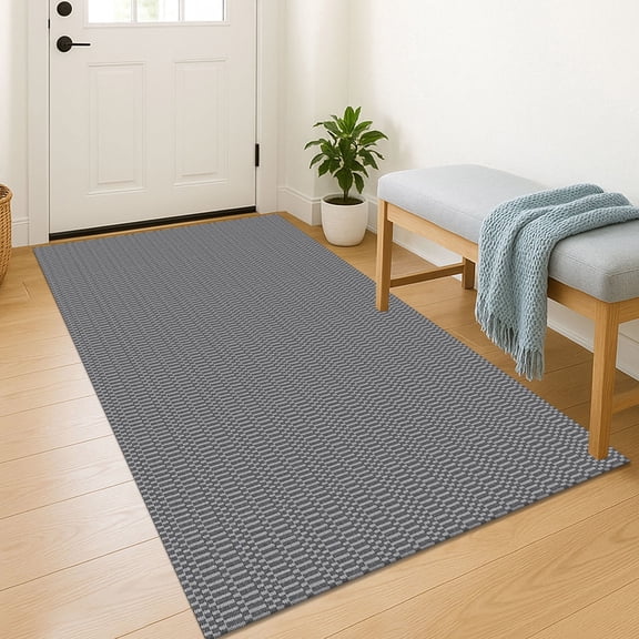 iOhouze Washable Rugs 3x5 ft Area Rug Entryway Rugs Rubber Backed Throw Rugs Indoor Door Mat Kitchen Rugs Braided Floor Carpet for Entrance Bathroom Kitchen Charcoal Grey/Dark Grey