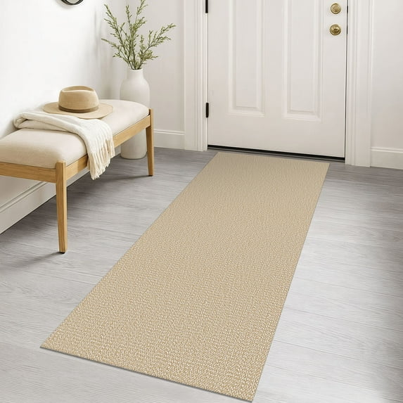 iOhouze Washable Runner Rug 2x5 Non Slip Carpet Runners for Hallways Cotton Kitchen Runner Rugs with Rubber Backed Braided Indoor Floor Runners for Entryway Hallway Kitchen Bedroom, Beige/White