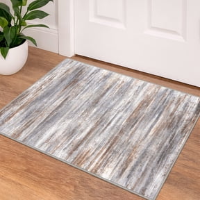 iOhouze Throw Rugs with Rubber Backing Washable 2x3 Small Area Rugs Abstract Rugs Indoor Front Door Mat for Bedside Entrance Entryway Kitchen, Grey Brown