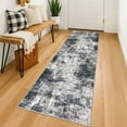 thumbnail image 1 of iOhouze Runner Rugs 2x6 Washable Runner Rug for Hallways Non Slip Kitchen Runner Low Pile Soft Printed Faux Wool Abstract Floor Runner for Inodoor Bedroom Entryway Laundry Room, Black/Grey/White, 1 of 10