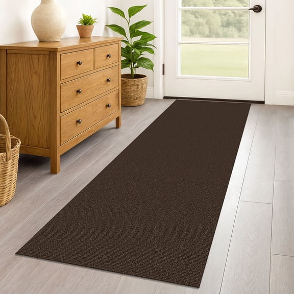 iOhouze Runner Rug 2x6 Non Slip Carpet Runners for Hallways Cotton Kitchen Runner Rugs with Rubber Backed Braided Indoor Floor Runners for Entryway Hallway Kitchen Bedroom, Brown/Coffee