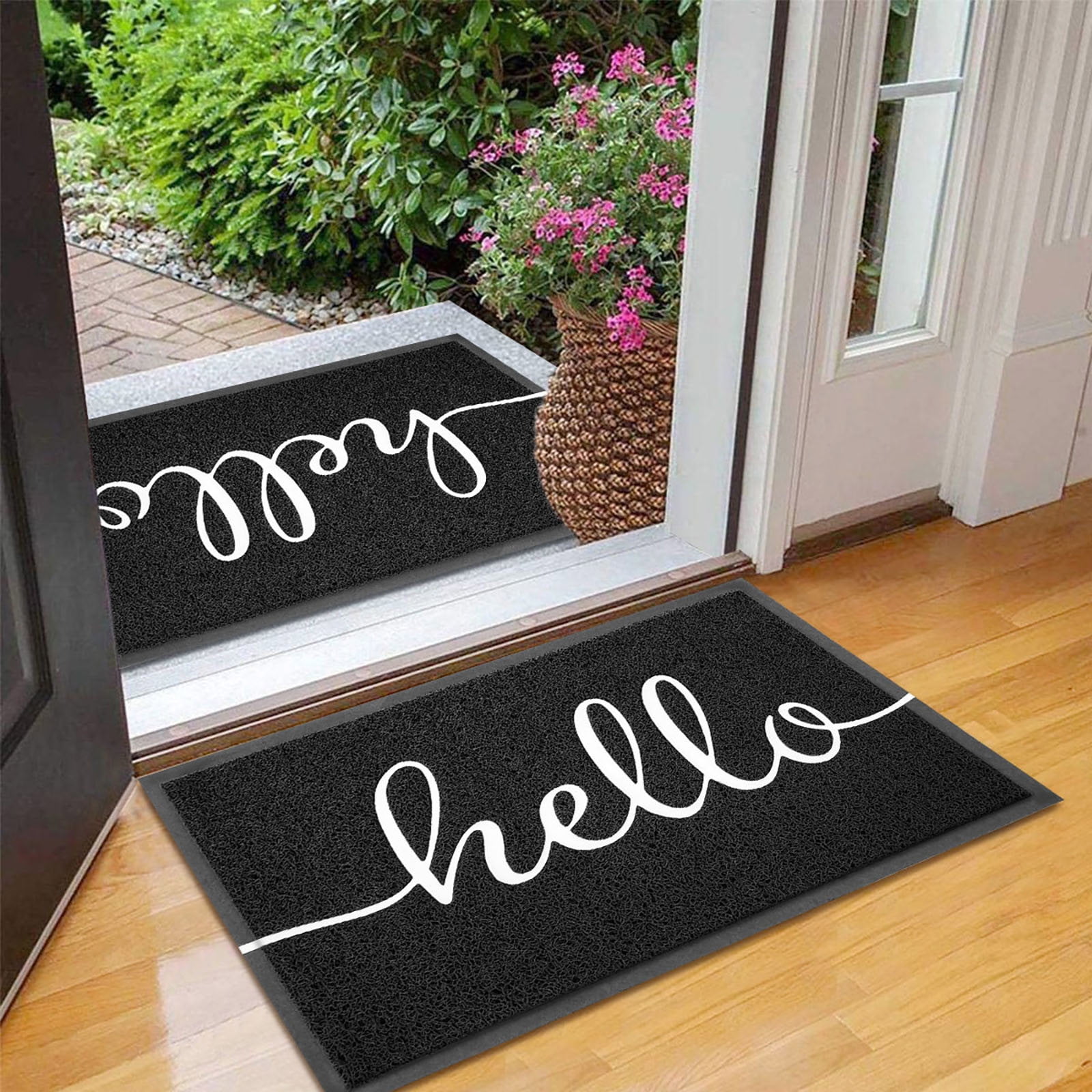 iOhouze 2-Pack Doormat 30"x17.5" Upgraded Outdoor Indoor Hello Front Door Mat Non Slip Welcome Door Mats Durable Easy Clean Front Doormat for Garage Entryway Patio High Traffic Areas