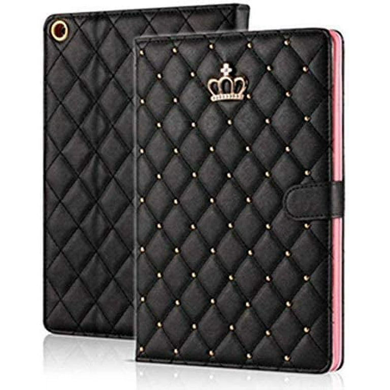 iPad 10.2 2021/2020/2019 9th/8th/7th Case, Crown Design Diamond Cute Elegant PU Leather Smart Auto Sleep/Wake Kickstand Shockproof Case for Apple iPad
