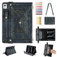 thumbnail image 1 of for iPad 10.2" 2021/2020/2019 Case, for iPad Pro 10..5/Air 3 Handbag PU Leather Stand with Elastic Hand Strap and Detachable Adjustable Shoulder Strap, Pencil Holder, Document Card Pocket, Blue, 1 of 9