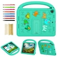 thumbnail image 1 of for iPad 10.2" 2021/2020/2019 Silicone Kids Friendly Shockproof Cute Case with Handle Grip, Heavy Duty Multiple Angles Kickstand Rugged Cover for iPad 9th/8th/7th Generation,Green, 1 of 8