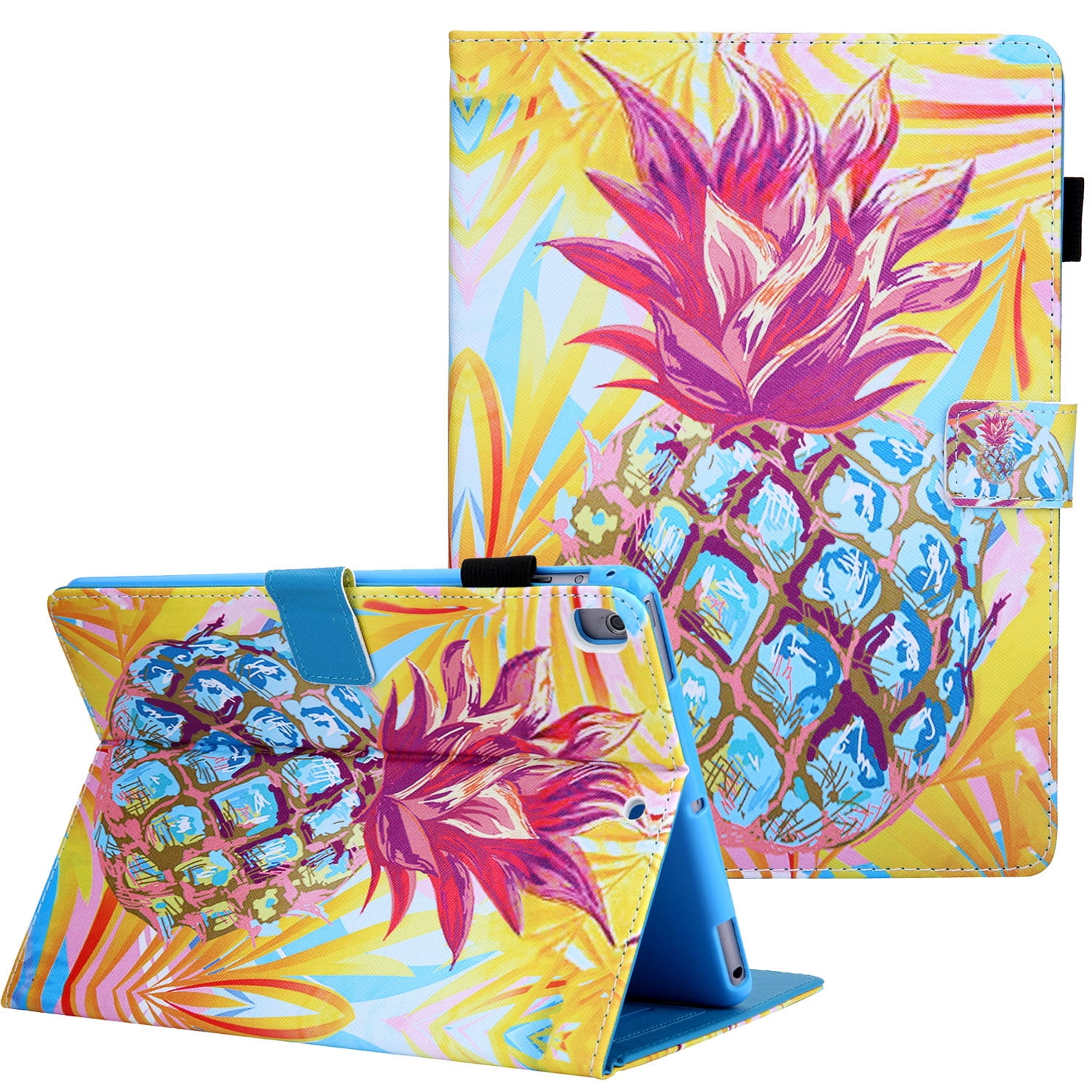 iPad 10.2" 7th Generation Case, iPad Air 3 Case, iPad Pro 10.5" Case, Allytech PU Leather Pencil Holder Shockproof Auto Sleep Wake Kickstand Flip Cover for Apple 10.2"/ Air 3/ Pro 10.5",Pineapple