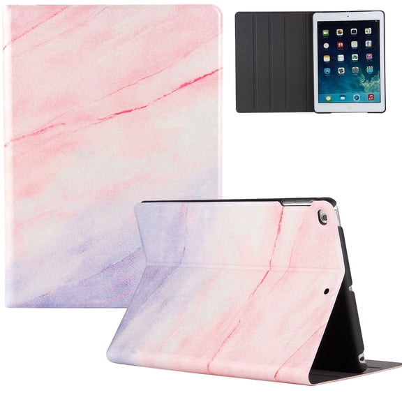 iPad 10.2" 7th Generation Case, Allytech Slim Fit Premium PU Leather Shockproof Multi Angle Stand Folio Flip Magnetic Auto Sleep Wake Protective Case Cover for Apple iPad 10.2 Inch,Pink Marble