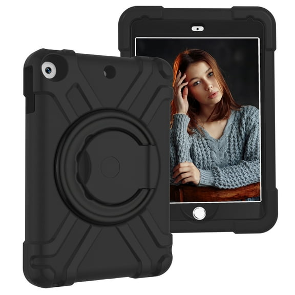 iPad 10.2" 7th Generation Case Cover, Allytech Heavy Duty Protective Rugged Shockproof 360 Rotating Kickstand Kids Friendly Case Cover for Apple iPad 7th Generation 10.2" 2019, Black