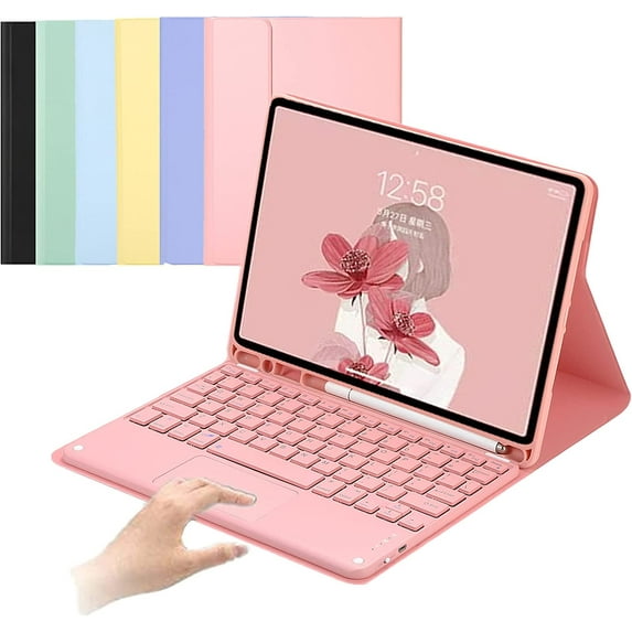 iPad 10.2 9th /8th/7th Generation Keyboard case with trackpad Cute Color Keyboard Ultra-Thin Removable Bluetooth Smart Keyboard Cover