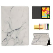 iPad 10.2 Case 2019 iPad 7th Generation Case, Dteck Marble PU Leather Flip Smart Cover with Auto Wake Sleep For iPad 7th Gen 10.2 inch 2019 A2197 A2200 A2198, White Marble