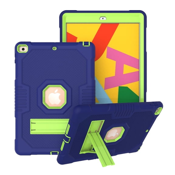 iPad 10.2 Case 7th Generation, Allytech Hybrid Dual Layers Heavy Duty Shockproof Defender Build Kickstand Drop Protection Case Cover for Apple iPad 7th Gen 2019, Navyblue/Olivine