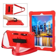 iPad 10.2" Case, iPad 8th 7th Gen Case, iPad Air 3rd Gen/iPad Pro 10.5" Case, Dteck Shockproof Heavy Duty Case Stand Rotating Hand Secure Grip Shoulder Strap,Red