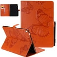 thumbnail image 1 of iPad 10.2" Case 8th 7th Generation, Allytech Slim Fit Folio Flip PU Leather Butterfly Embossed Smart Cover Auto Sleep Wake Protection TPU Back Cover Case for Apple iPad 10.2-inch 2020 2019, Orange, 1 of 6