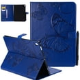 thumbnail image 1 of iPad 10.2" Case 8th 7th Generation, Allytech Slim Fit Folio Flip PU Leather Butterfly Embossed Smart Cover Auto Sleep Wake Protection TPU Back Cover Case for Apple iPad 10.2-inch 2020 2019, Blue, 1 of 6