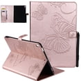 thumbnail image 1 of iPad 10.2" Case 8th 7th Generation, Allytech Slim Fit Folio Flip PU Leather Butterfly Embossed Smart Cover Auto Sleep Wake Protection TPU Back Cover Case for Apple iPad 10.2-inch 2020 2019, Rosegold, 1 of 6