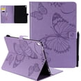 thumbnail image 1 of iPad 10.2" Case 8th 7th Generation, Allytech Slim Fit Folio Flip PU Leather Butterfly Embossed Smart Cover Auto Sleep Wake Protection TPU Back Cover Case for Apple iPad 10.2-inch 2020 2019, Purple, 1 of 6
