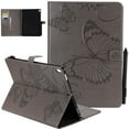thumbnail image 1 of iPad 10.2" Case 8th 7th Generation, Allytech Slim Fit Folio Flip PU Leather Butterfly Embossed Smart Cover Auto Sleep Wake Protection TPU Back Cover Case for Apple iPad 10.2-inch 2020 2019, Gray, 1 of 6