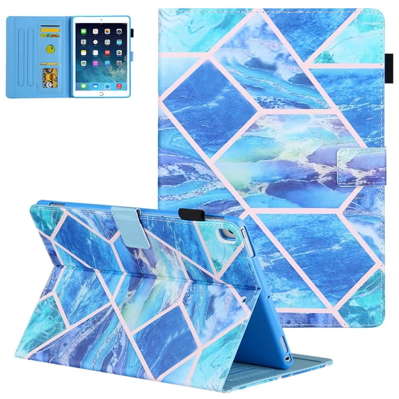 iPad 10.2" Case 8th 7th Generation, iPad Air 3rd Gen Case 10.5", Allytech PU Leather Flip Kickstand Auto Sleep Wake Shockproof Anti-scratch Magnetic Case Cover for Apple iPad 10.2",Blue Grid