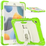 iPad 10.2 Case 9th/8th/7th Generation, 2021/2020/2019 Release, Dual Layer Shockproof Heavy Duty Rugged Hybrid Kickstand Protective Cover with Shoulder Strap & Pencil Holder, Green