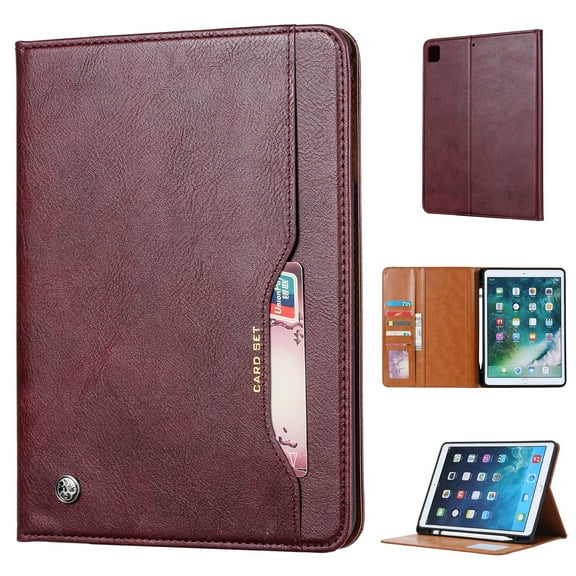 iPad 10.2 Case, Dteck Folio Case for iPad 8th Generation / iPad 7th Gen / iPad Air (2019) / iPad Pro 10.5 with Pencil Holder, Premium Leather Auto Sleep/Wake Smart Case w/ Card Slots, Wine Red