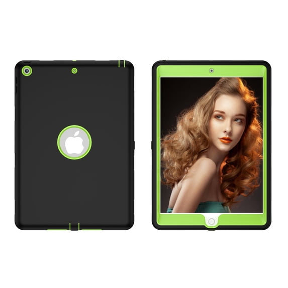 iPad 10.2 Case for Kids, Allytech Heavy Duty Protection 3 Layers Shockproof Impact Resisant Back Cover with Screen Protector Film Case for Apple iPad 10.2" 2019 Released, Black/Olivine