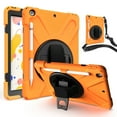 thumbnail image 1 of iPad 10.2 Case with Screen Protector, iPad 8th Gen / 7th Gen Case, Dteck Heavy Duty Rugged Shockproof Case with 360 Rotatable Kickstand Handle Strap Shoulder Strap Pencil Holder, Orange, 1 of 8