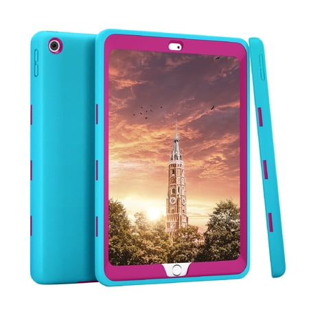 iPad 10.2 Case for iPad 9th, 8th 7th Generation Case, 2021, 2020 & 2019 Model, 3-layer Silicone + Hard PC Bumper Kids Protective Case