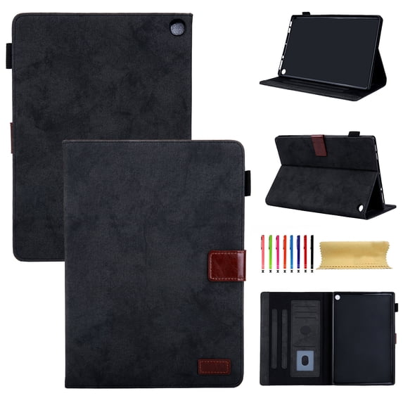 For iPad 10.2 Case iPad 9th Generation 2021/ iPad 8th Generation 2020/ iPad 7th Generation 2019 Case, Retro Card Slot with Pencil Holder, Multi-Angle Viewing Stand, Pocket Folio Leather Case, Black