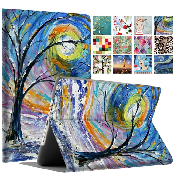 iPad 10.2 Inch 9 8 7 2021 2020 2019 [iPad 9th / 8th / 7th Gen ] A2197 A2270 A2602 Printed Folio Magnetic Smart Protective Sleek & Classic Design Cover - Color Emblem