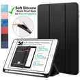 thumbnail image 1 of iPad 10.2 Inch 9 8 7 2021 2020 2019 [iPad 9th / 8th / 7th Gen ] A2197 A2270 A2602 Smart Magnetic Trifold Pencil Holder Soft Silicone TPU Back Cover - Black, 1 of 7