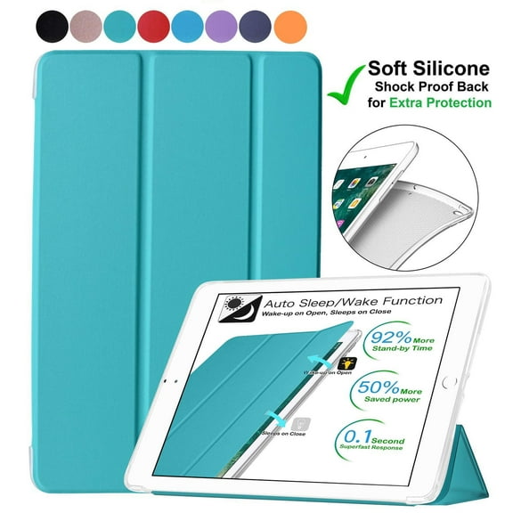 iPad 10.2 Inch 9 8 7 2021 2020 2019 [iPad 9th / 8th / 7th Gen ] A2197 A2270 A2602 Smart Trifold Lightweight Soft Silicone Transparent Front & Back Cover - Green