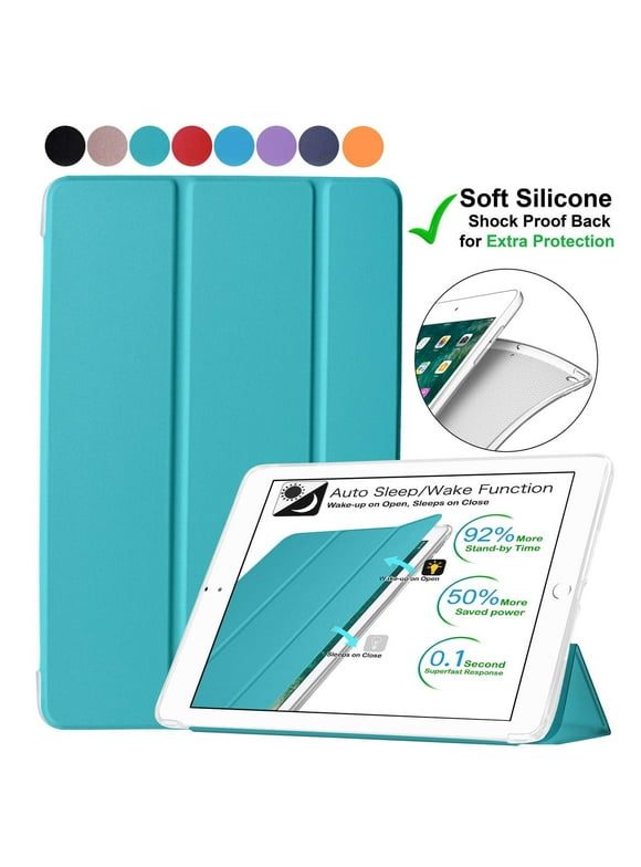 iPad 10.2 Inch 9 8 7 2021 2020 2019 [iPad 9th / 8th / 7th Gen ] A2197 A2270 A2602 Smart Trifold Lightweight Soft Silicone Transparent Front & Back Cover - Green