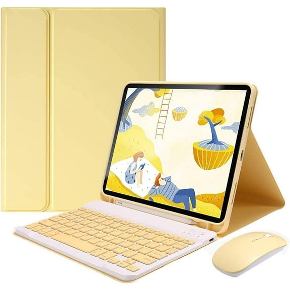 iPad 10.2 Keyboard Case with Mouse, Case for iPad 9th Gen 2021/8th 2020/7th 2019/iPad Air 3/iPad Pro 10.5 with Keyboard and Mouse, Detachable Magnetic Keyboard Cover with Pencil Holder