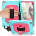 thumbnail image 1 of iPad 10.2-inch 2020/2019 Case with Soft Screen Protector, Dteck 3 in 1 Hybrid Rugged Shockproof Kickstand Case with 360 Rotating Hand Strap, Shoulder Strap for iPad 8th Gen/iPad 7th Gen, Mint/Rose, 1 of 6