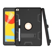 iPad 10.2 inch Case with Screen Protector, iPad 8th Generation 2020 Case, iPad 7th Generation 2019 Case, Dteck Full Body Rugged Shockproof Protective Case With Pencil Holder Kickstand Cover, Black