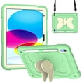 thumbnail image 1 of iPad 10 2022 Kid Case iPad 10.9 10th Gen Pretty Butterfly Case, Crossbody Strap EVA Foam Full Cover iPad 10 10.9 Kids case with Stand Pencil Holder Shockproof Rugged Case for Kids, Green+Beige, 1 of 6