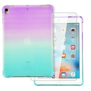 iPad 10.5 Case with Tempered Glass Screen Protector, Dteck Lightweight Ultra Thin Gradient Clear Case Slim Fit Soft TPU Protective Cover For iPad Air 3 / Pro 10.5 inch, Purple/Green