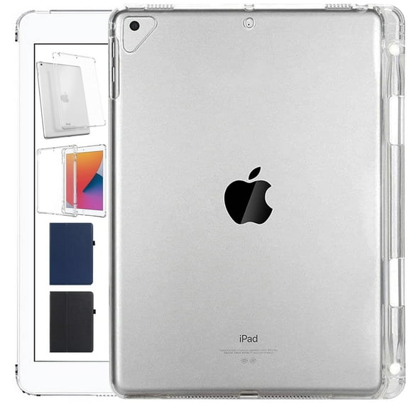 iPad Air 5th 4th 6th 11th [ Air 11 / 6 2024 / 5 2022 / 4 2020 ] A2588 A2316 MYFQ2LL/A MYFP2LL/A MYFQ2LL/A Clear Shock Absorbing Flexible TPU Cover with Pencil Holder - Transparent