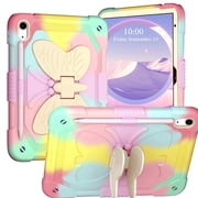 for iPad 10th/11th Generation 2022/2025A16 Case with Butterfly Kickstand Wings Heavy Duty for iPad 10th Case 10.9 Pencil Holder Shockproof Protective Cover Kids Girls for iPad 11th 11 Colorful