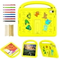 thumbnail image 1 of for iPad 10th Gen 10.9" 2022 A2757/A2777/A2696 Silicone Kids Friendly Shockproof Cute Case with Handle Grip, Heavy Duty Multiple Angles Kickstand Rugged Cover for iPad 10th Generation, Yellow, 1 of 8