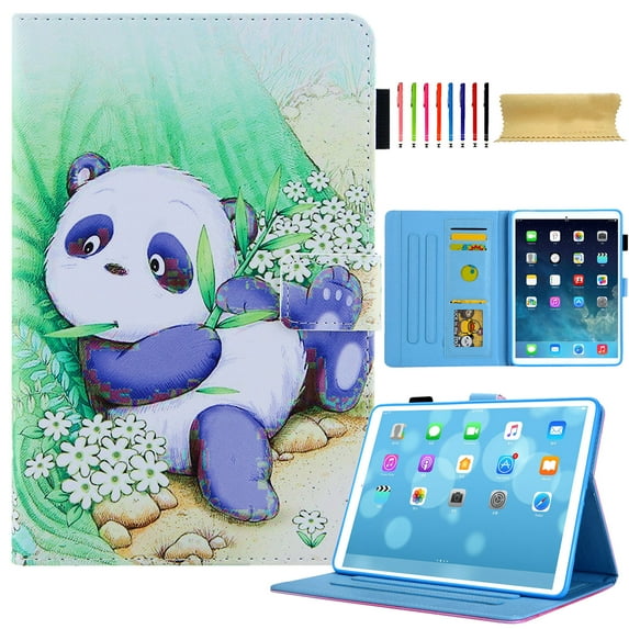 for iPad 10th Gen 10.9" 2022 Case, Pattern Card Slot Cover with Pencil Holder, Multi-Angle Viewing Stand, Pocket Design, Folio Leather Case for iPad 10th Gen 10.9" 2022, cute panda