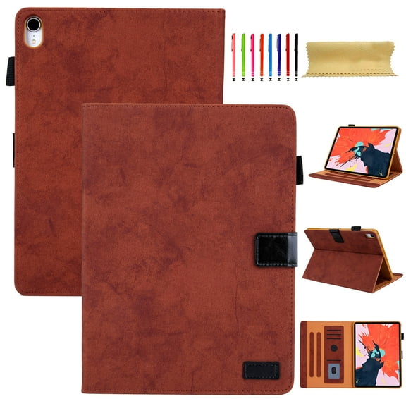 for iPad 10th Gen 10.9" (2022) Case, Retro Card Slot Cover with Pencil Holder, Multi-Angle Viewing Stand, Pocket Design, Folio Leather Case for Apple iPad 10th Gen 10.9" - Brown