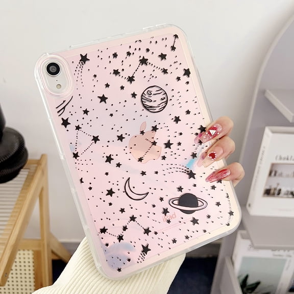 for iPad 10th Gen 10.9" 2022 Clear Pattern Back Case, Luxury TPU Laser Lightweight Ultra Slim Shockproof Anti-Scratch Anti-Yellow Drop Protective Cover for iPad 10th Generation, Black Planet