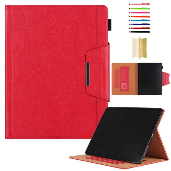 for iPad 10th Gen 10.9" 2022 PU Leather Wallet Case, with Card Pocket/Pencil Holder/Typing Angle Auto Sleep/Wake for iPad 10th Generation 10.9 inch Vegan PU Leather Magnetic Cover, Red