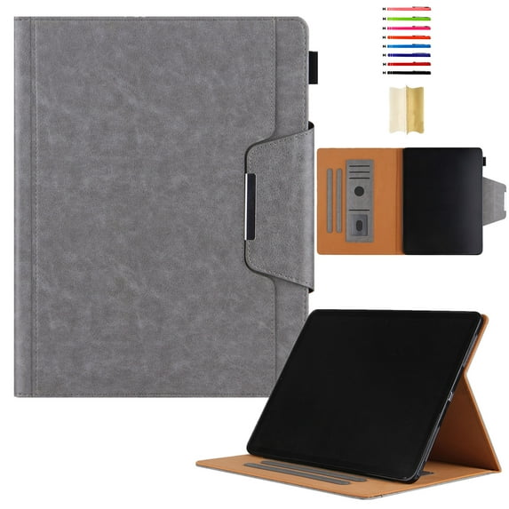 for iPad 10th Gen 10.9" 2022 PU Leather Wallet Case, with Card Pocket/Pencil Holder/Typing Angle Auto Sleep/Wake for iPad 10th Generation 10.9 inch Vegan PU Leather Magnetic Cover, Gray