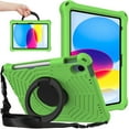 thumbnail image 1 of iPad 10th Gen 10.9 inch Case 2022 (Model A2696 A2757 A2777), Allytech Rugged Silicone Anti-Shock Heat Release Design Hangable Rotating Stand Shoulder Strap Case for iPad 2022(10th Gen), Green, 1 of 7