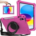 thumbnail image 1 of iPad 10th Gen 10.9 inch Case 2022 (Model A2696 A2757 A2777), Allytech Rugged Silicone Anti-Shock Heat Release Design Hangable Rotating Stand Shoulder Strap Case for iPad 2022(10th Gen), Rose, 1 of 7